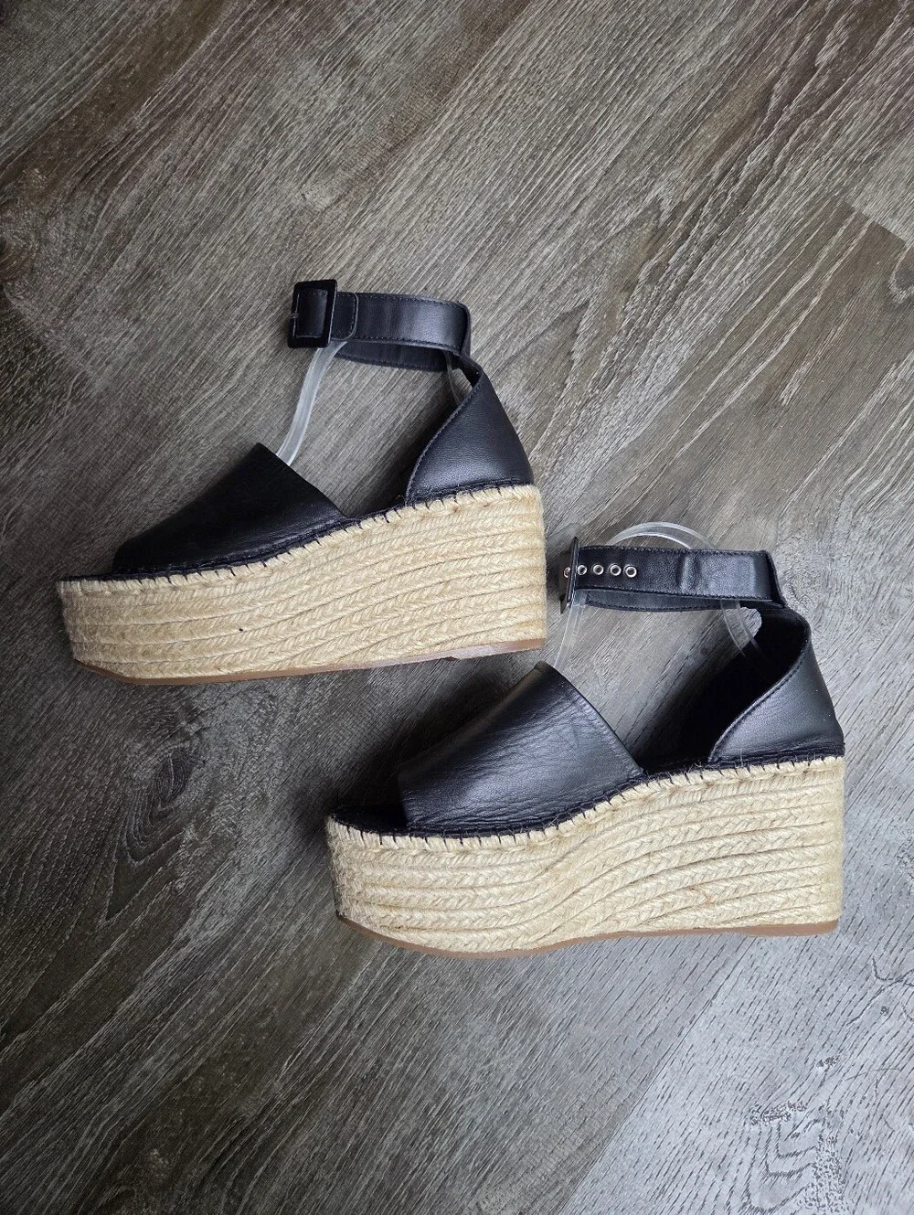 Free People Coastal Platform Espadrille Leather Wedge Ankle Strap Sandal